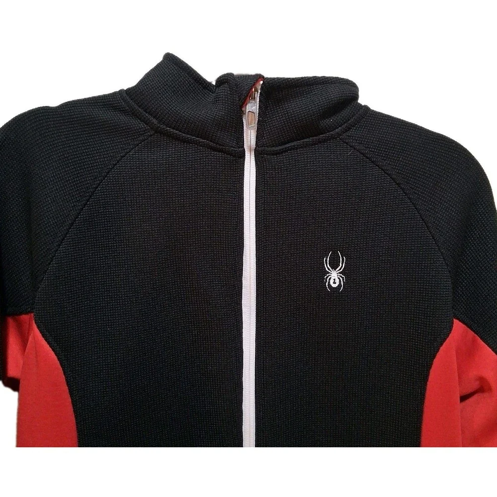 Spyder Boys Full Zip Ski Jacket Red Black Performance Fleece Snowboarding Sz  XL